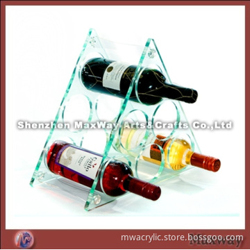Green Hot Selling Triquetrous Acrylic/Perspex Red Wine Display/Holder Stand